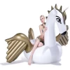 White PVC INFLATABLE HORSE WITH WINGS Floating RowGold wings unicorns floating rows gold