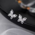 Wholesale 925 Sterling Silver Animal Cute Fashion Fine Jewelry 14k 18K Gold Plated Zircon Butterfly Stud Earrings