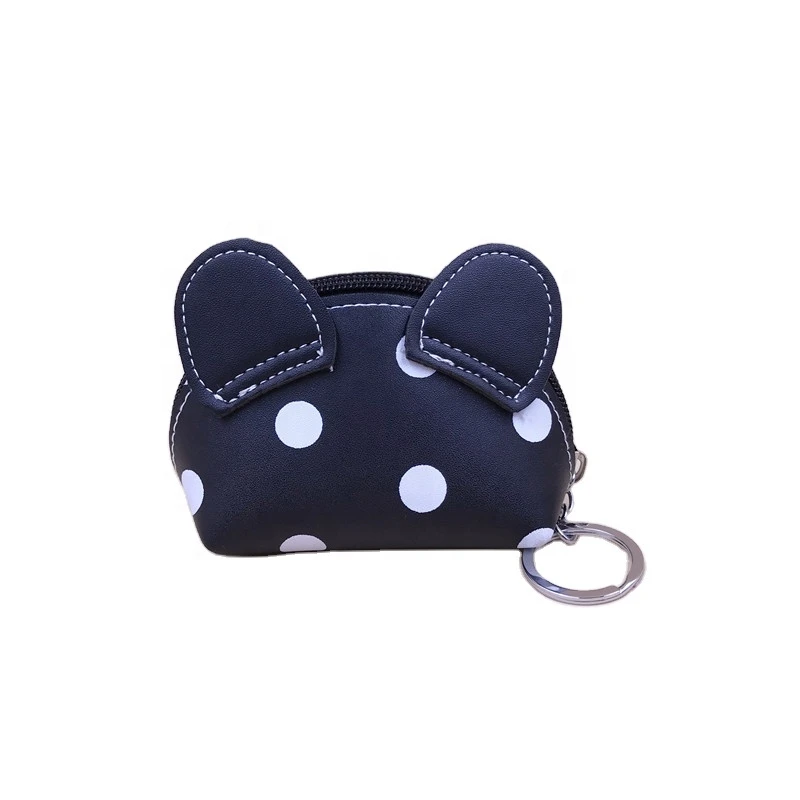 Wholesale black white dot cute bear design keychain pouch coin purse