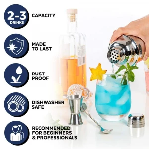 Wholesale Creative Bar Party Accessories Shaker Set Stainless Steel 4 Pcs Kit Tool Bartender Bar Cocktail Shaker