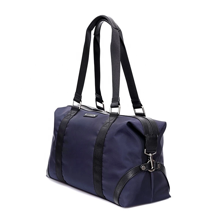 Wholesale custom low MOQ vintage PU leather trim tote shoulder bag mens weekend duffel travel bags
