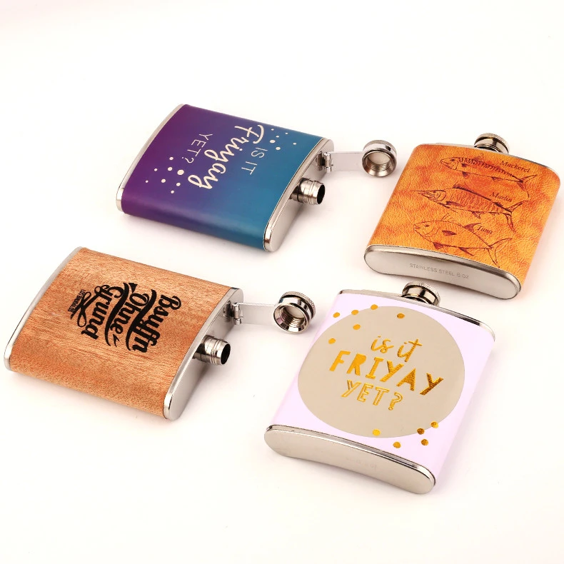 wholesale customize private label leather stainless steel whisky shot flask liquor jameson hip flask