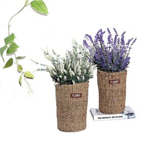 wholesale eco-friendly unique woven seagrass belly hanging basket for storage natural plant 20x24cm