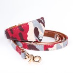 wholesale factory pet products high quality PU camouflage pattern custom logo dog collar with bow tie bandana leashes
