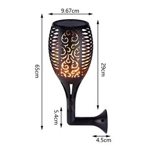 Wholesale Flame Flickering 96LED Solar Wall Lamp Outdoor Waterproof Torch Light Home Garden Decoration Fence Corridor Lamp