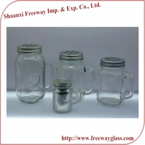 wholesale glass mason jar with handle for salt and pepper shakers