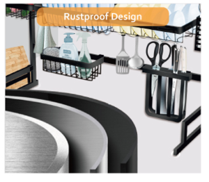Wholesale kitchen multi-function over the sink Removable black metal stainless steel dish rack