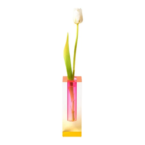Wholesale Luxury Desktop Acrylic Flower Vase Flower Holder Home Decoration Custom Color Acrylic Flower Arranging Vase