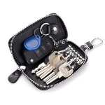 Wholesale men leather key zipper wallet custom women multi function car key chain bag