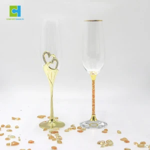 Wholesale Personalized Gift Boxes 24K Gold Flakes Wedding Champagne Glass