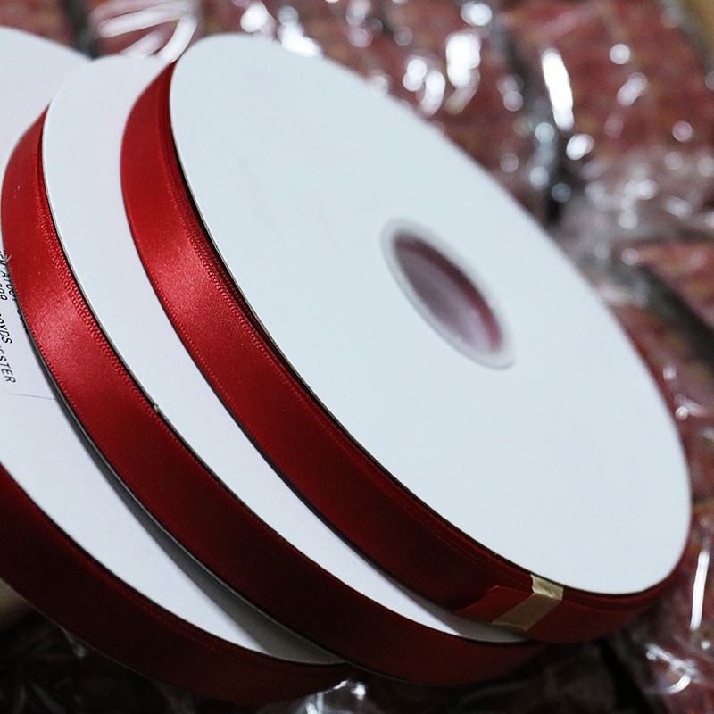 Wholesale Polyester Blank Plain Red Designed Christmas Gift Custom Logo Satin Ribbon