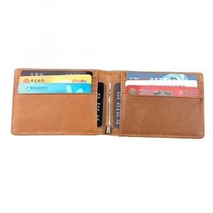 Wholesale Real Leather Slim Minimalist RFID Blocking Front Pocket Wallet With Money Clip