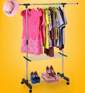 wholesale single pole landing shoes tower stainless steel floor standing clothes hanging stand rack