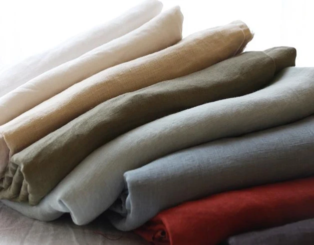 wholesale solid color washed 100 pure flax linen fabric for bed sheet