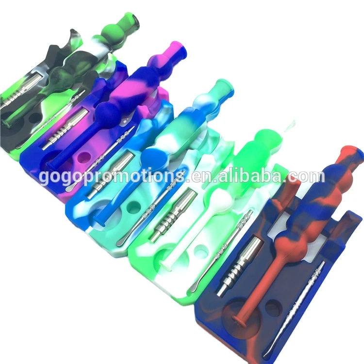 Wholesale Swirl colors (10 colors in stocks) Silicone smoking pipe collector silicone Nectar for 14mm with titanium nail