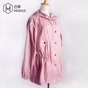 Wholesale Women Casual Overcoat Hooded Trench Coat Plus Size