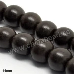 Wholesale wood beads, 14mm round wood beads, hand carved wooden beads