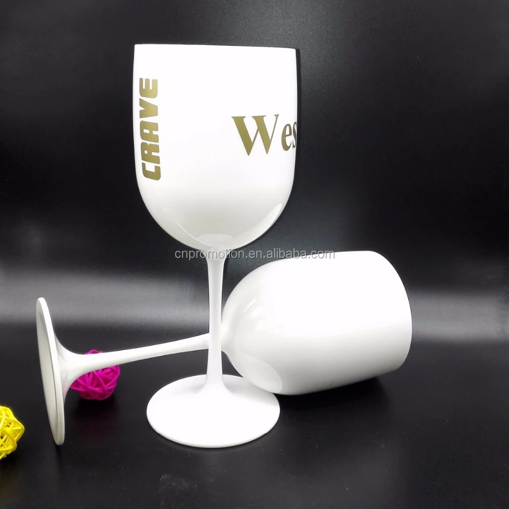 Wholesales custom gold logo imprinted plastic champagne wineglass Young Bordeaux glass with clear color and colorized