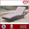 Wicker folding sun lounger with side table