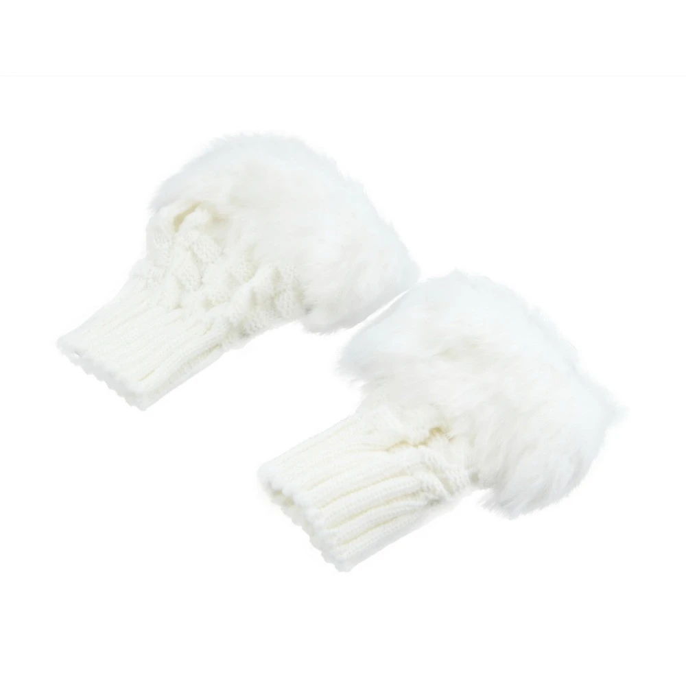 Women Ladies Fingerless Gloves For Winter Warm Knitted Faux Wool Mitten Gloves