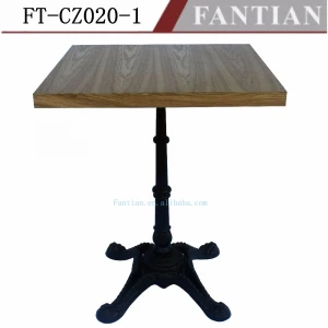 wood table top with cast iron table base coffee table