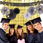Zilue 26pcs/set Graduation Party Decoration DIY Party Paper Fan Balloon Background Wall Layout Decoration Event Party Supplies