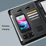 Zipper 5000mah power bank a4 file notepad business portfolio folder document bag