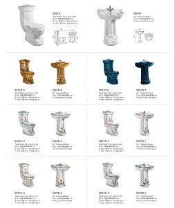 0007A/B Sanitary ware ceramic bathroom set  pedestal basin&amp;washdown two piece toilet