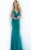 Import Form fitting prom dress floor length with train sleeveless bodice with plunging neckline spaghetti straps over shoulders low ruched back with criss cross spaghetti straps. from China