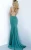 Import Form fitting prom dress floor length with train sleeveless bodice with plunging neckline spaghetti straps over shoulders low ruched back with criss cross spaghetti straps. from China
