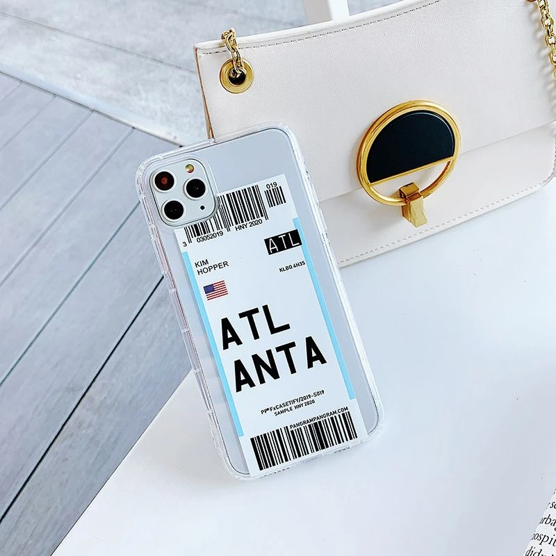 Promotion Custom Air Ticket Mobile Phone Case ciy name fit for iphone 11 pro max