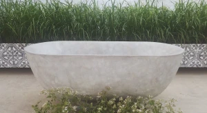 S ONE industrial style cement bathtub, concrete bathtub simple bathroom design Oval modern bathtub