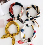 2019 Square Scarf Hair Tie Band Women Elegant Small Vintage Skinny scarf Retro Head Neck Silk Scarf, square scarves foulard