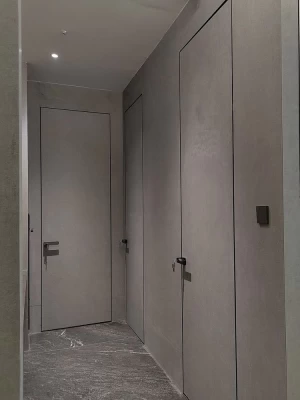 Porcelain slab partition and frameless door