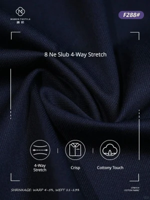Factory F288 8 Count Slub T400 Four-Way Stretch Textile Fabric Full Process Reactive Padding Dyeing