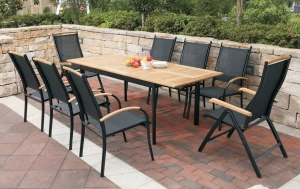 OUTDOOR TEAK WOOD TABLE AND CHAIR DINING SET LS-T-971