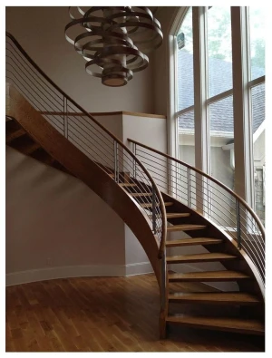 Curved Staircase Customized Glass Railing Stair