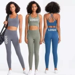 Custom Logo Women’s Seamless Yoga Set Sports Bra & High Waist Leggings Gym Activewear