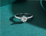 Fashion Girls Moissanite Stone Ring Girl Classic Zircon Silver Live Foreign Trade