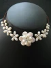 Colorful Pearl Gem stone Flower choker Necklace with Earrings  SET Hand Made