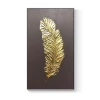 1 Piece Modern luxury Large floating framed golden feather wall hanging art product interior home decor