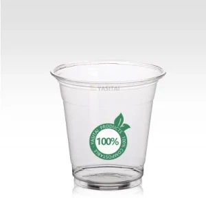 100% Biodegradable Disposable 12 16 20 24 32 Oz PLA Plastic Lid Clear Cold Beer Milk Tea Coffee Sauce PLA Custom Cup