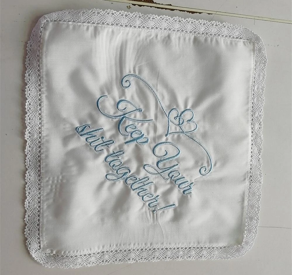 100% cotton soft woman lace  handkerchief with embroidery