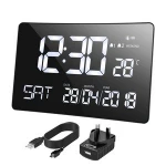 11'' Large Curved-Screen, Digital Alarm Clock Wall Clock