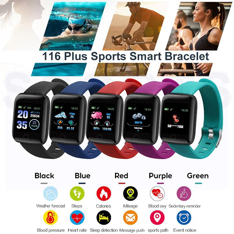 116 PLUS Smart Bracelet Watch Color Screen Heart Rate Blood Pressure Monitoring Track Movement IP67 Waterproof Smart Watch 5.0