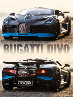 1:32 Bugatti divo supercar simulation alloy car model sound and light pull back childrens toy car car model decoration