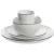 Import 16-pc Rockaway Round Stoneware Dinnerware Set Service for 4 Matte White/Gold Rim from China
