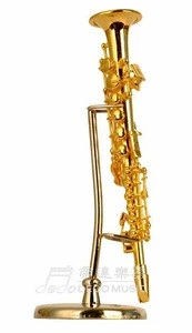 1/6 size gold plated music instrument shaped mini clarinet