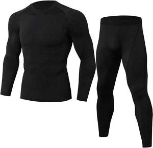 2 Pieces Men&#39;s Thermal Underwear Set, Sport Long Sleeve Base Layer Winter Gear Compression Suits for Skiing Running Slim Fit