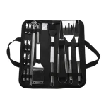 20 pcs BBQ Tool Set with Bag Brush BBQ Skewer Tongs Corn Skewer Spatula Stainless Steel BBQ Grill Tools Set